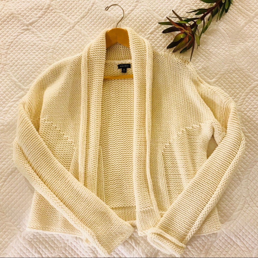 Nine West comfy soft loose knit white cardigan